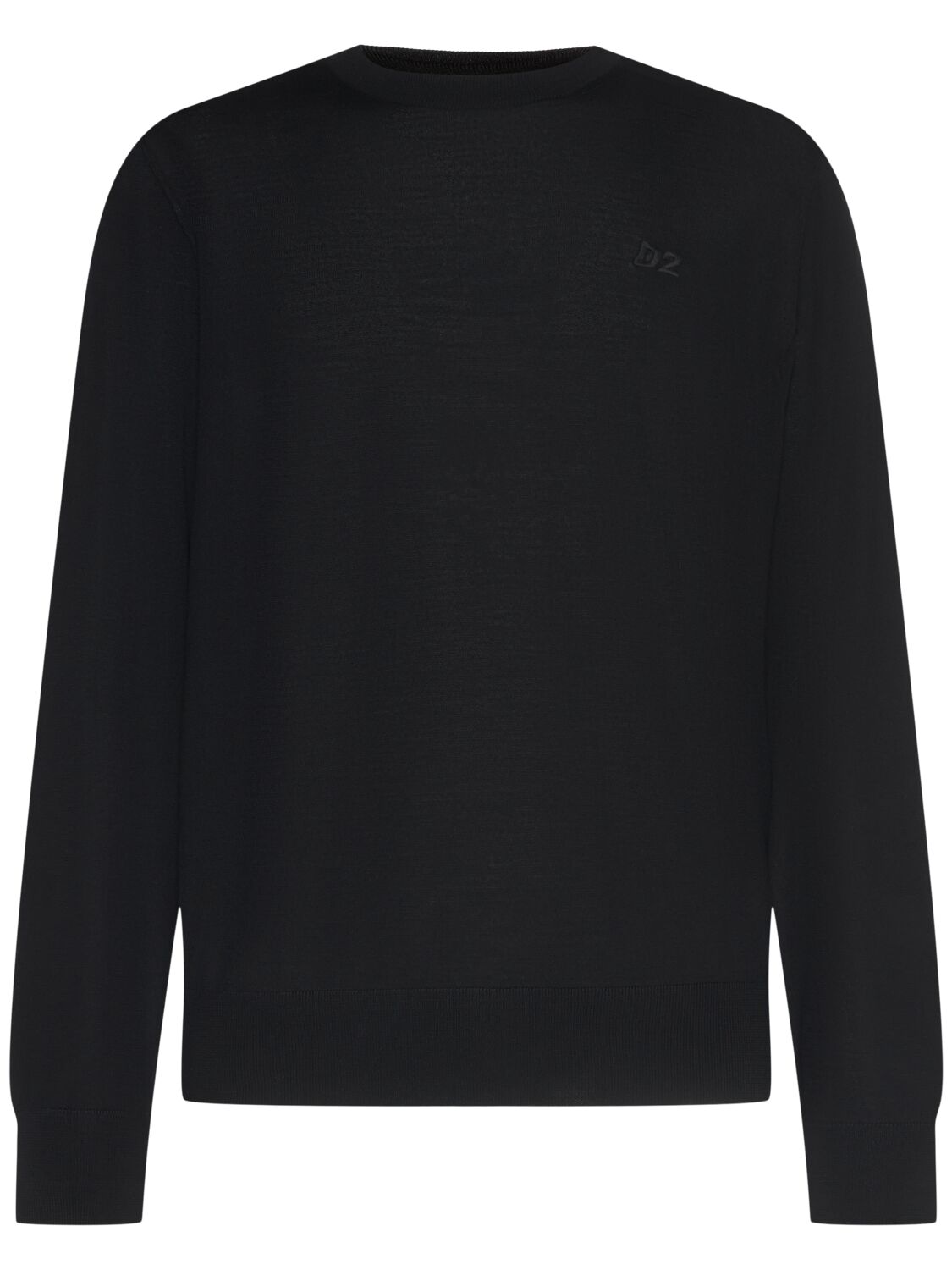 Dsquared2 Monogram Wool Crewneck Sweater In Black