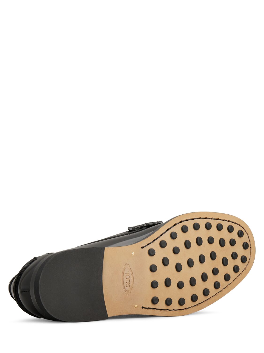 Shop Tod's 10mm Logo Leather Chain Loafers In Black