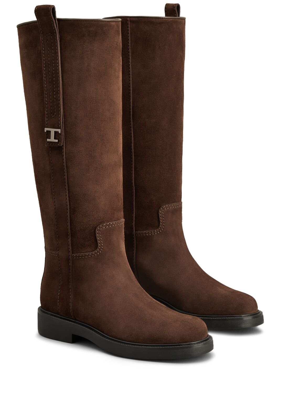 Shop Tod's 30mm Suede Tall Boots In Brown