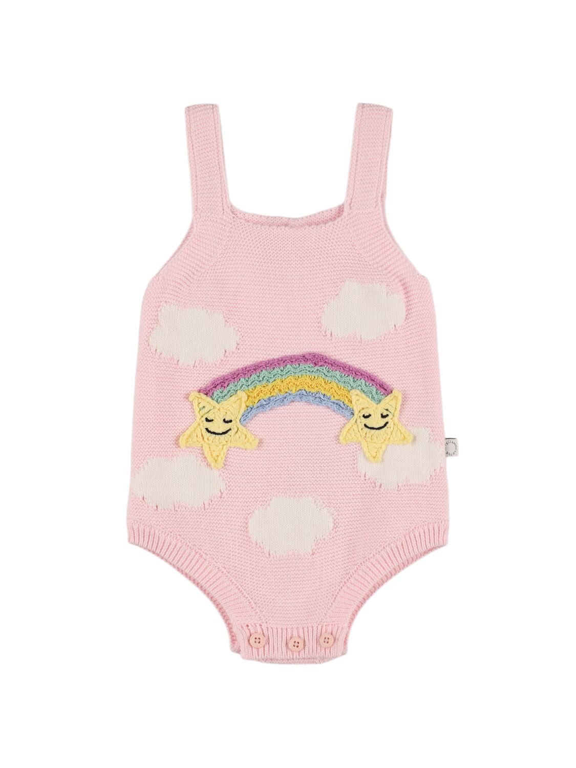 Stella Mccartney Babies' Embroidered Cotton Knit Bodysuit In Pink