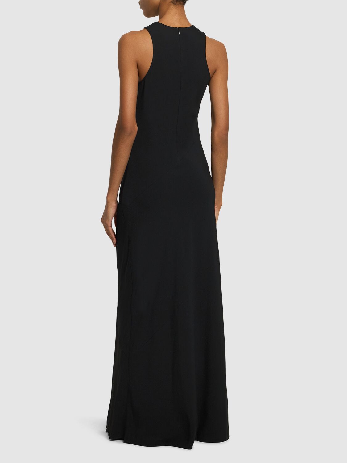 Ami Alexandre Mattiussi Ami Paris Maxi Crepe Dress With Bias Cuts In Black