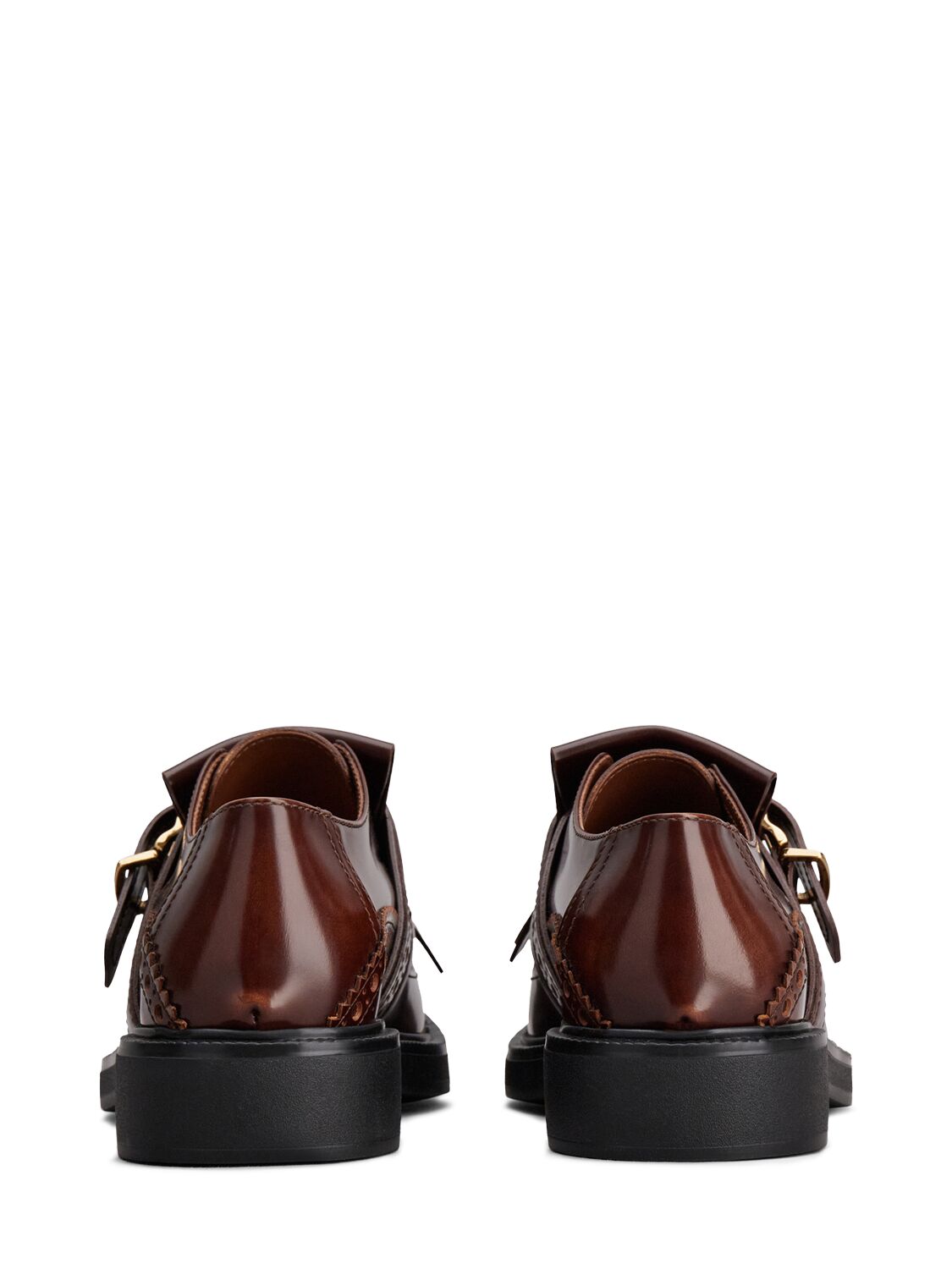 Shop Tod's 10mm Leather Buckle Strap Loafers In Brown