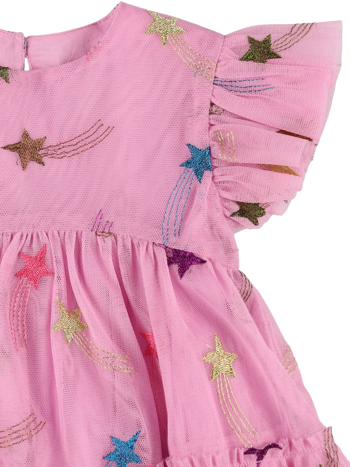 Shop Stella Mccartney Embroidered Tulle Dress In Pink