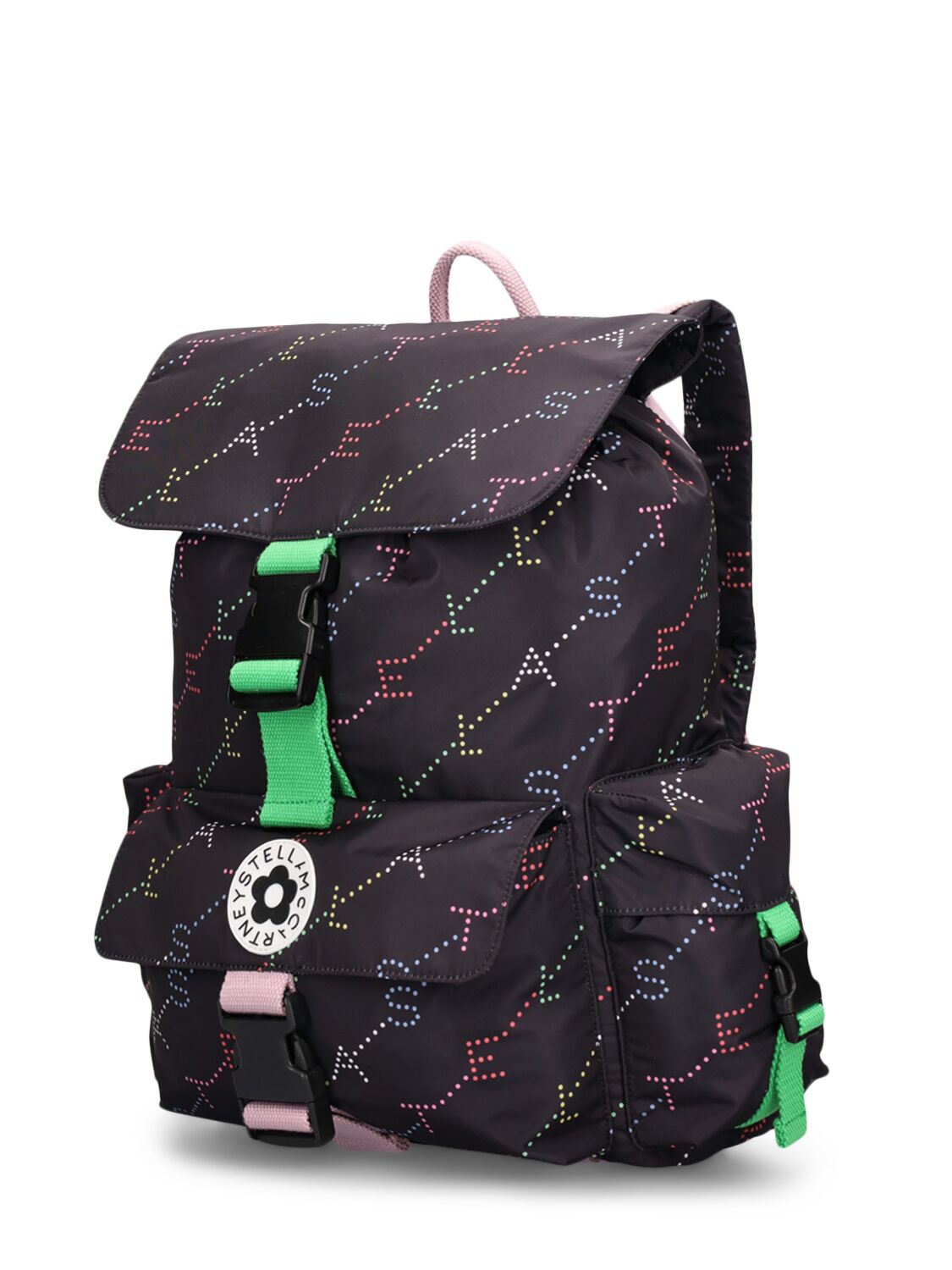 Shop Stella Mccartney Printed Nylon Backpack In Black