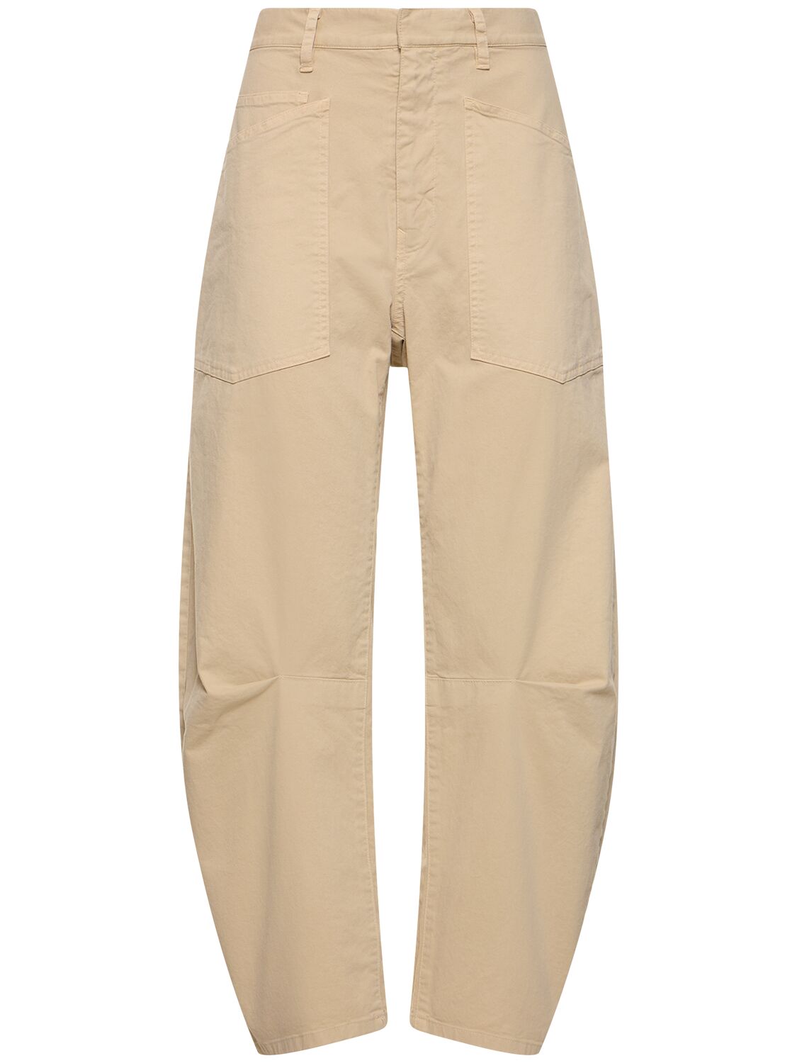 Nili Lotan Shon Tapered Cotton Trousers In Beige