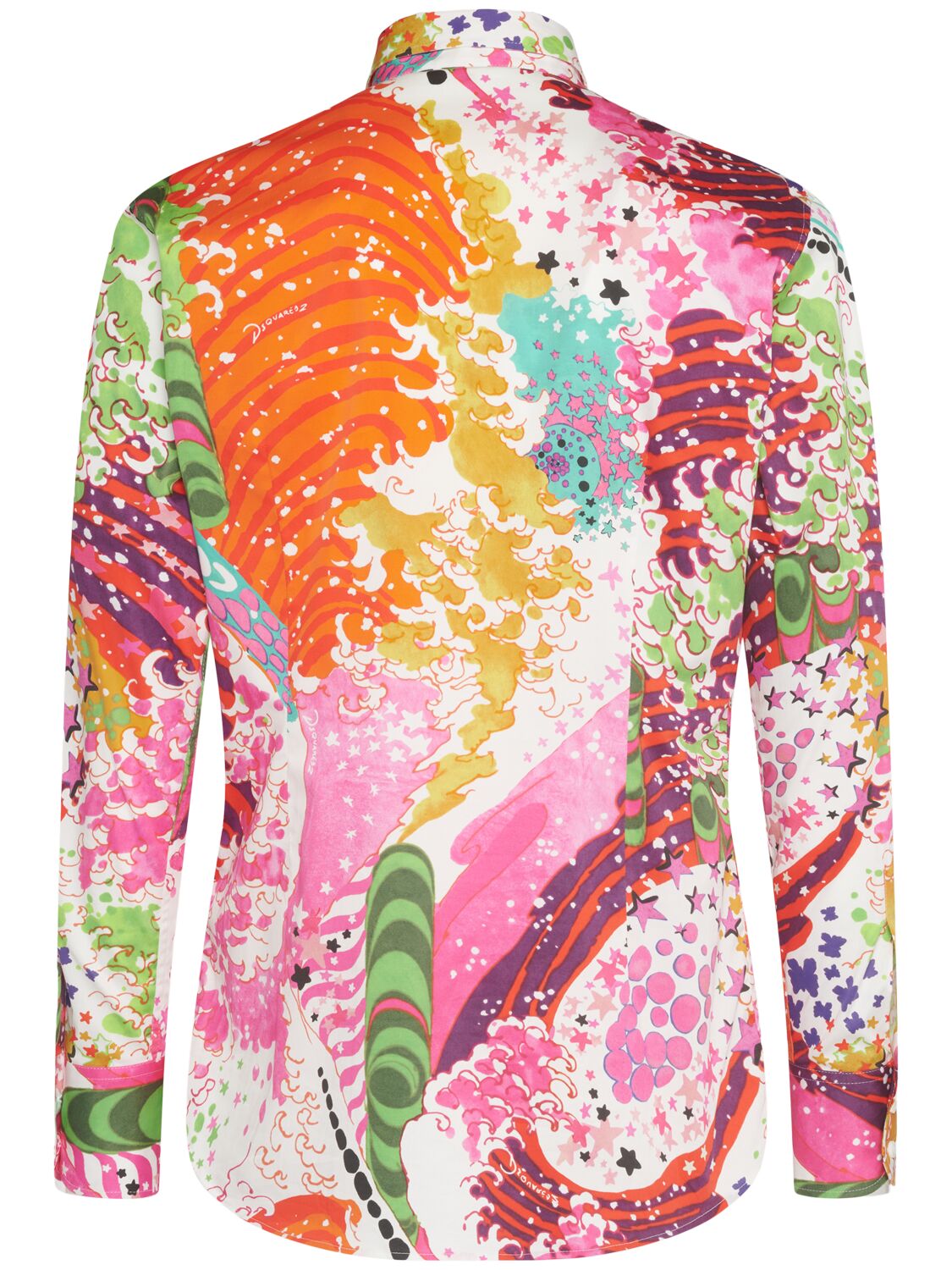 Shop Dsquared2 Printed Stretch Cotton Shirt In Multicolor