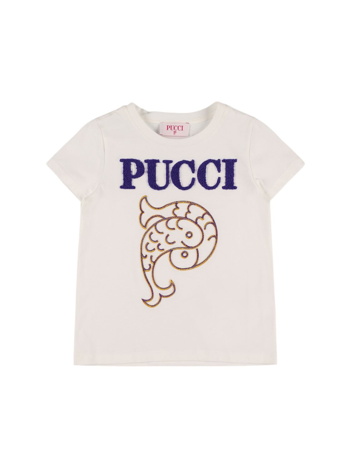 Pucci Embroidered Cotton Jersey T-shirt In Neutral