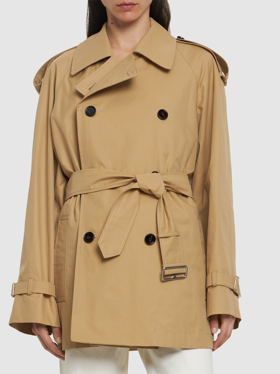 Shop Burberry Double Breast Gabardine Trench Coat In Beige