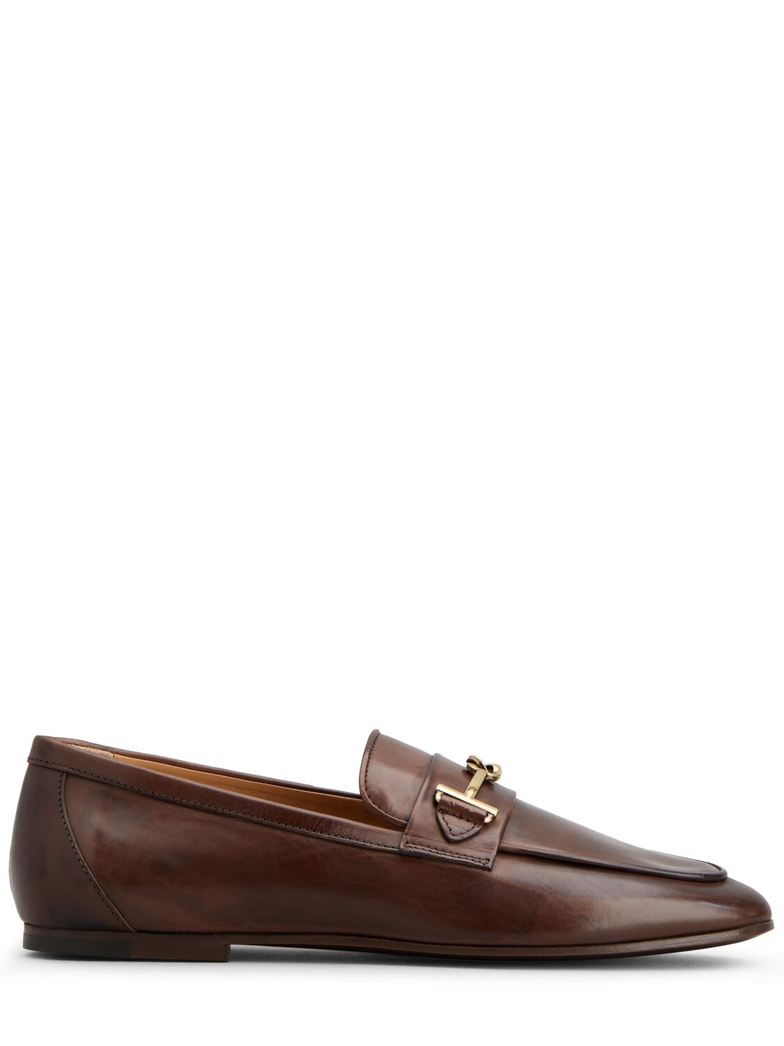 Tod's 5mm Logo Leather Loafers In Teak