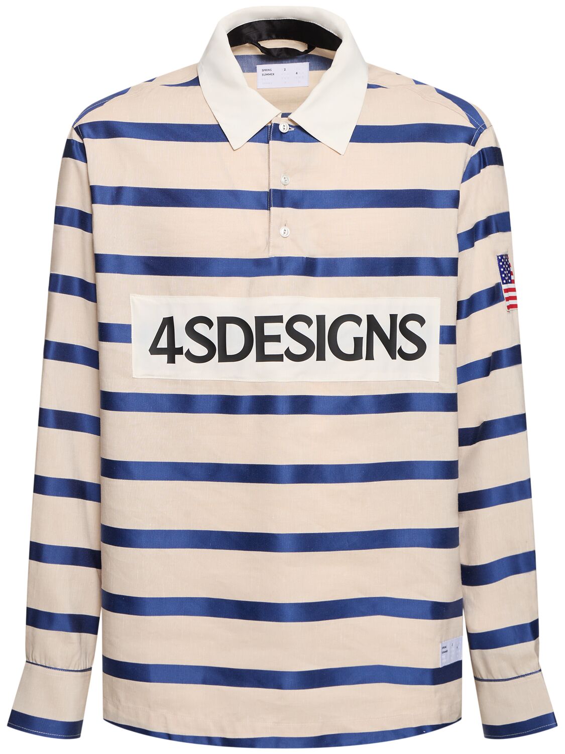 4sdesigns Rugby Tencel & Linen L/s Polo In Beige