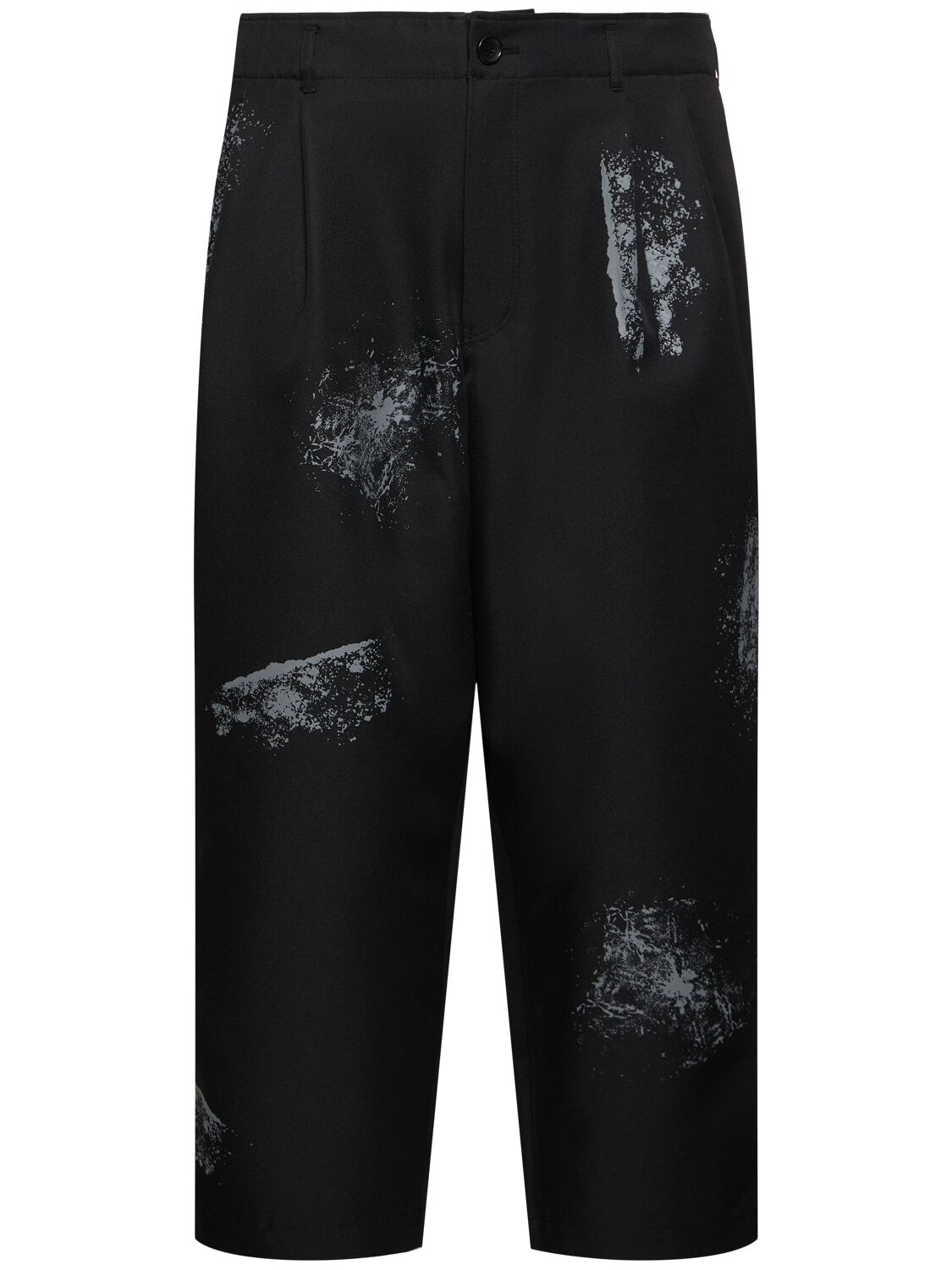 Shop Comme Des Garçons Shirt Pleated Printed Twill Pants In Black