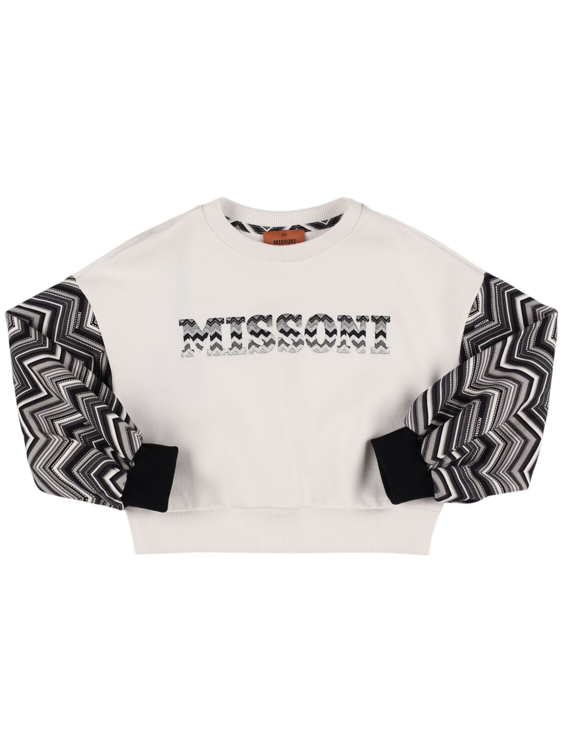 Missoni Kids' Printed Cotton Jersey Sweatshirt In White/black