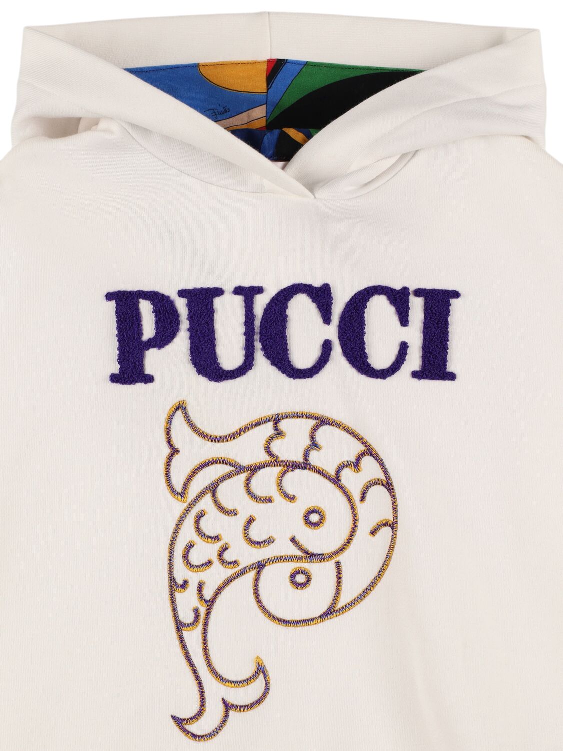 Shop Pucci Embroidered Cotton Hoodie In White