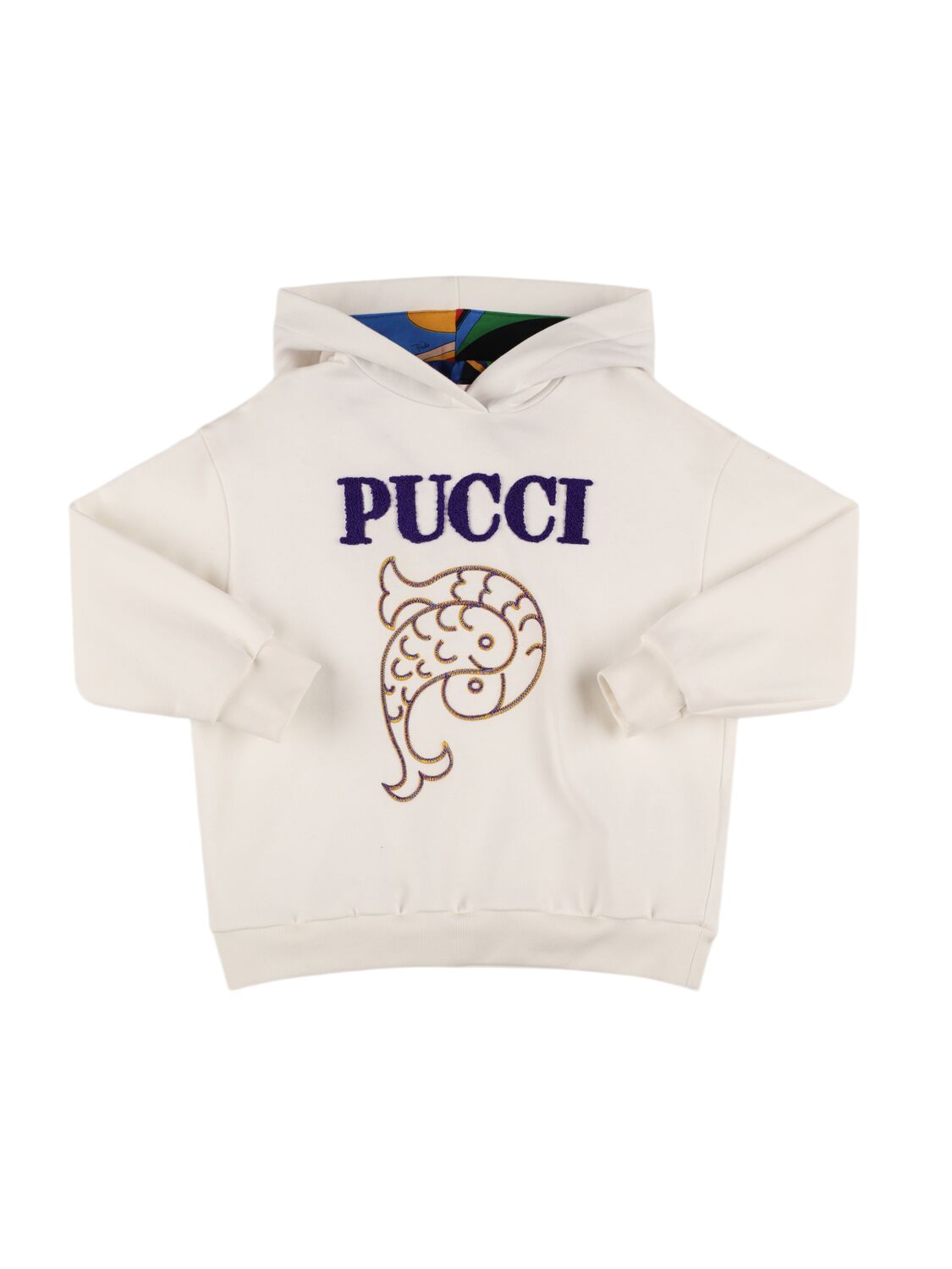 Pucci Embroidered Cotton Hoodie In White