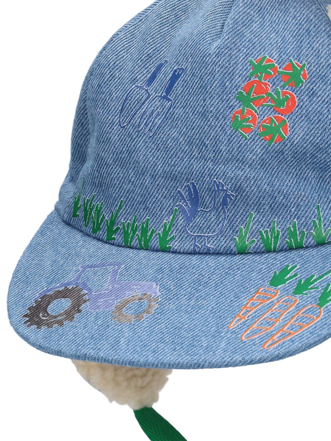 Shop Stella Mccartney Printed Cotton Denim Hat In Blue