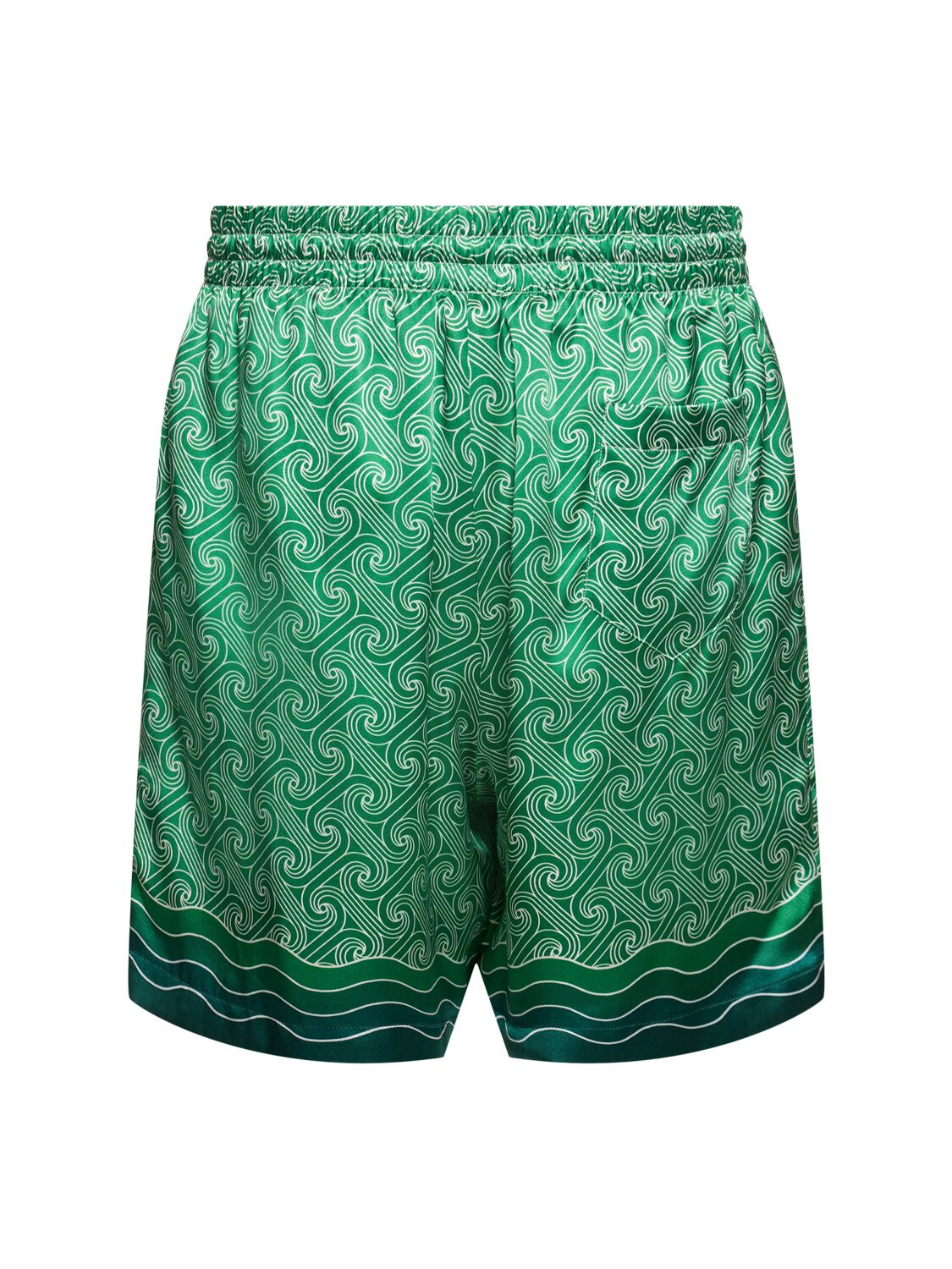 Shop Casablanca Drawstring Silk Shorts In Green