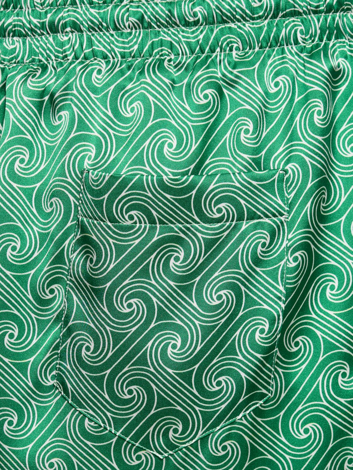 Shop Casablanca Drawstring Silk Shorts In Green