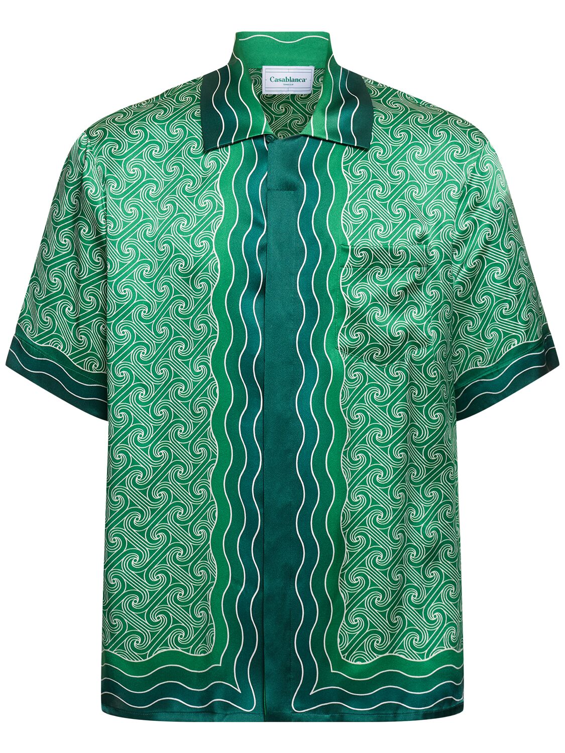 Casablanca Cuban Collar Short Sleeve Shirt In Green