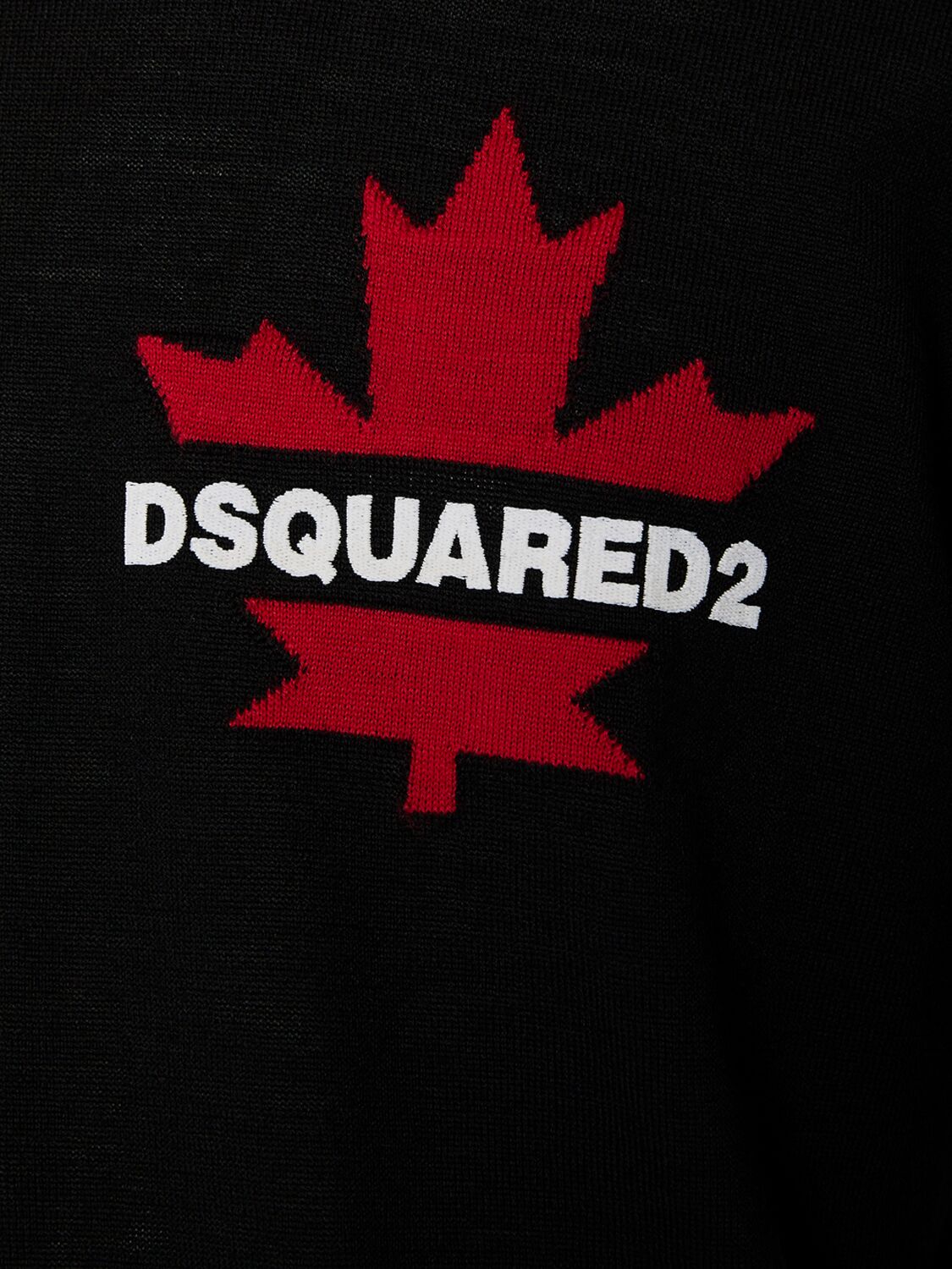 Shop Dsquared2 Logo Jacquard Wool Crewneck Sweater In Black