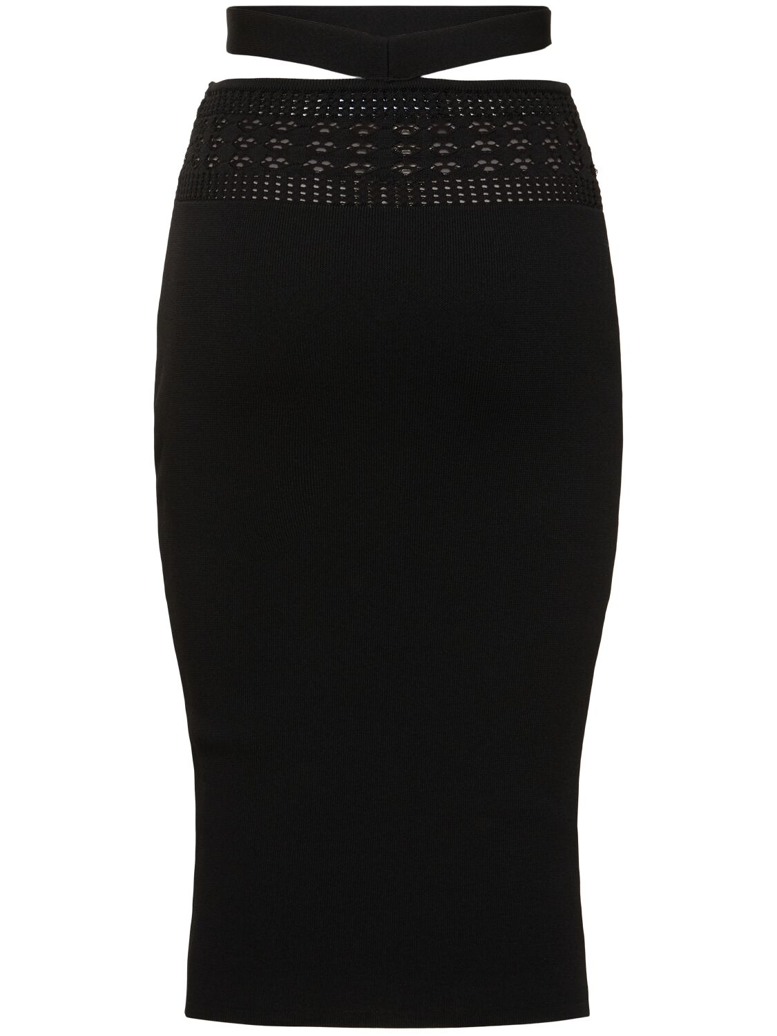 Shop Andreädamo Stretch Viscose Knit Midi Skirt In Black