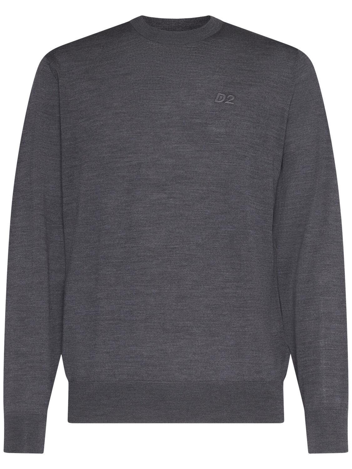 Dsquared2 Monogram Wool Crewneck Sweater In Grey