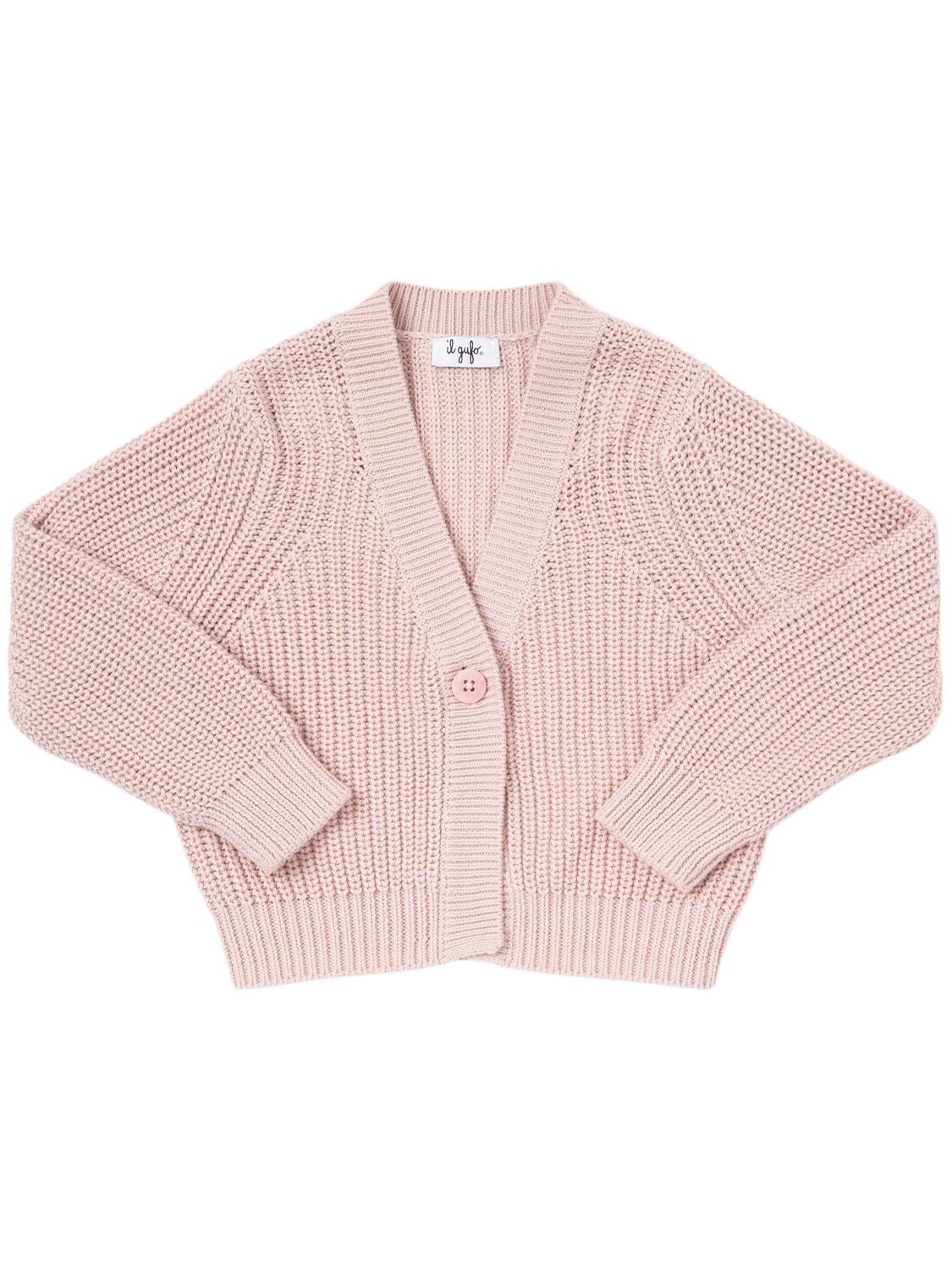 Il Gufo Cotton Knit Cardigan In Pink