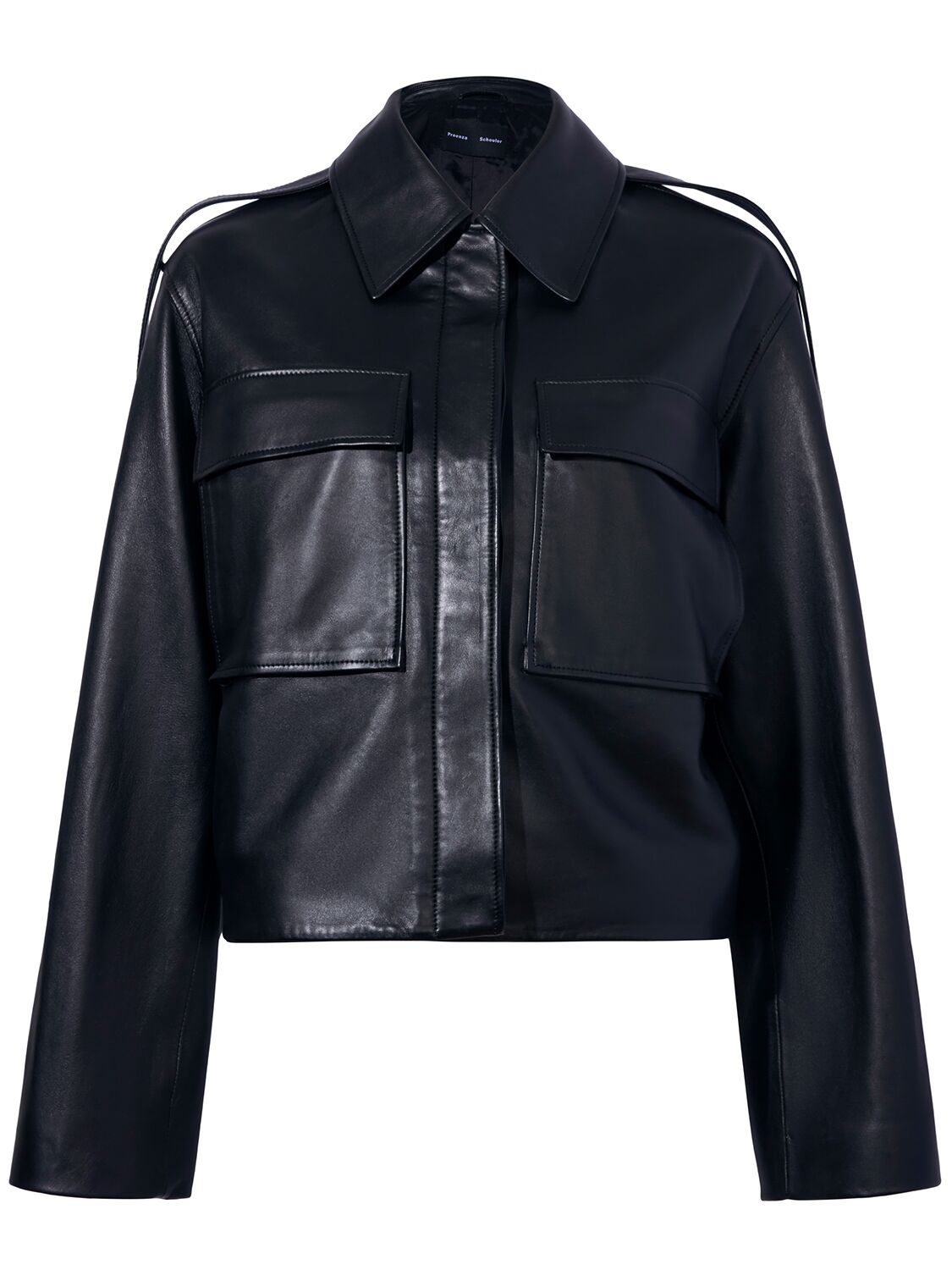 Proenza Schouler Dylan Glossy Leather Jacket In Black