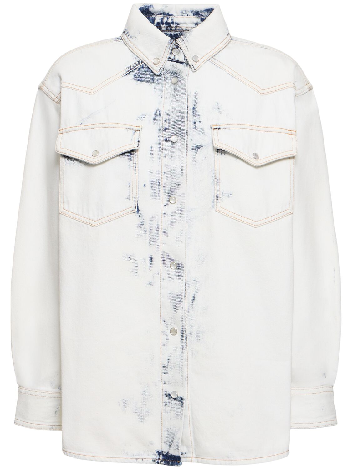 Alexandre Vauthier Bleached Denim Overshirt In Bleached White