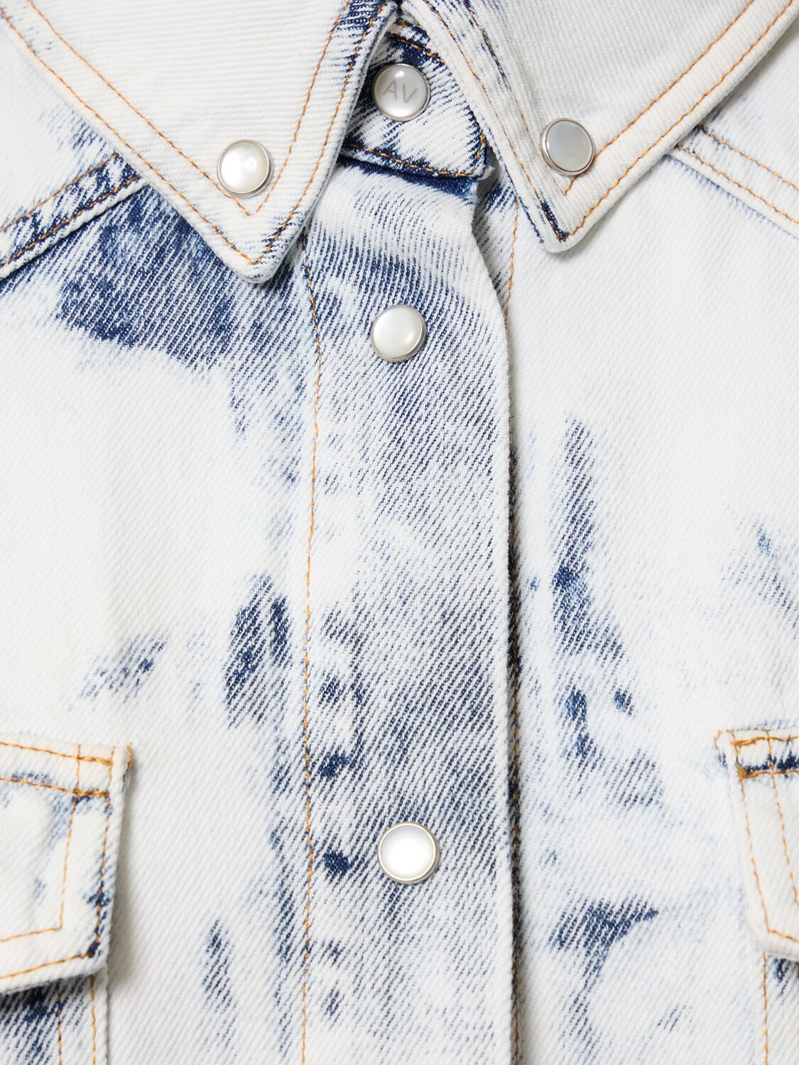 Shop Alexandre Vauthier Bleached Denim Overshirt In Bleached White