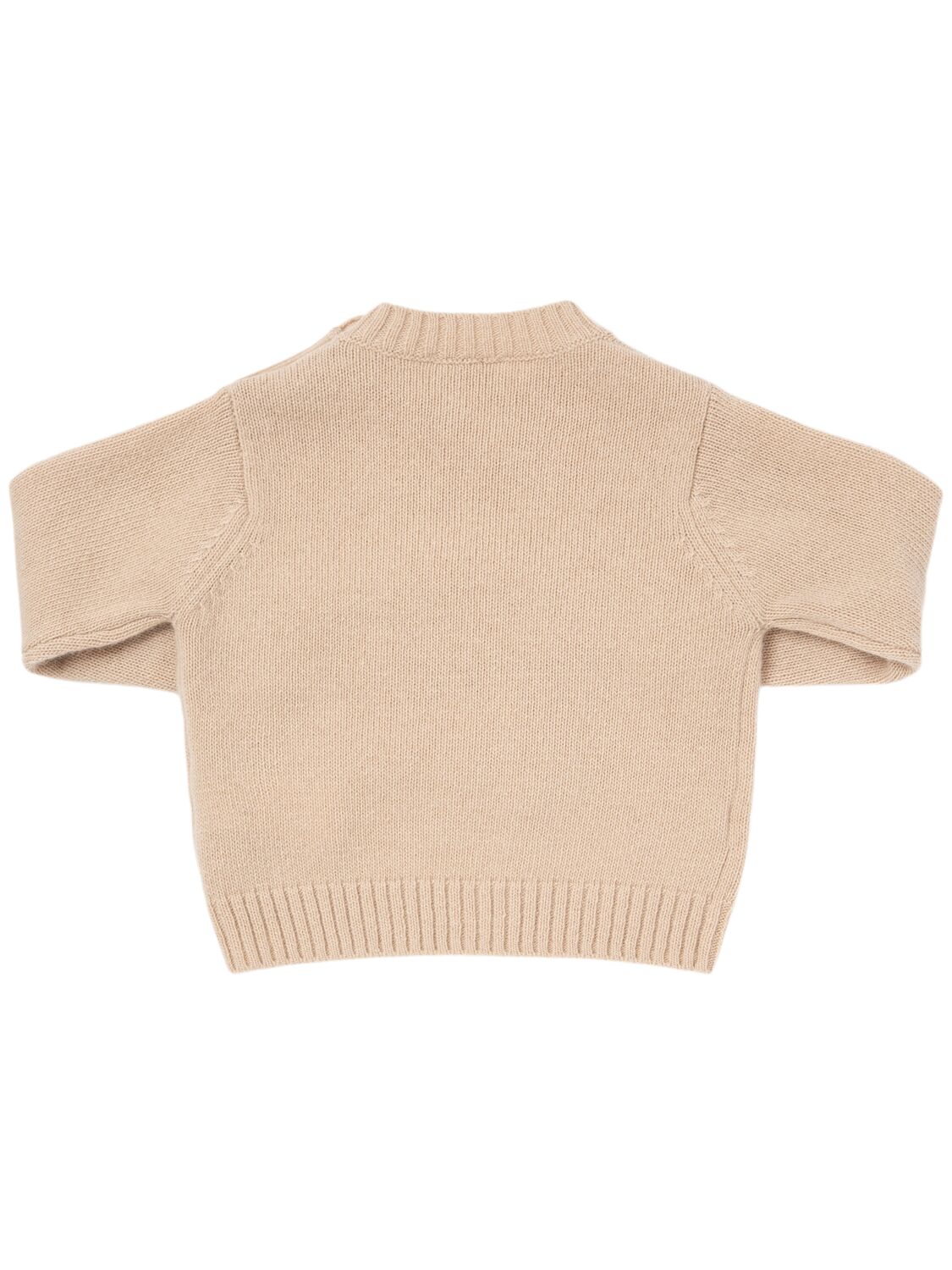 Shop Il Gufo Embroidered Wool Knit Sweater In Beige