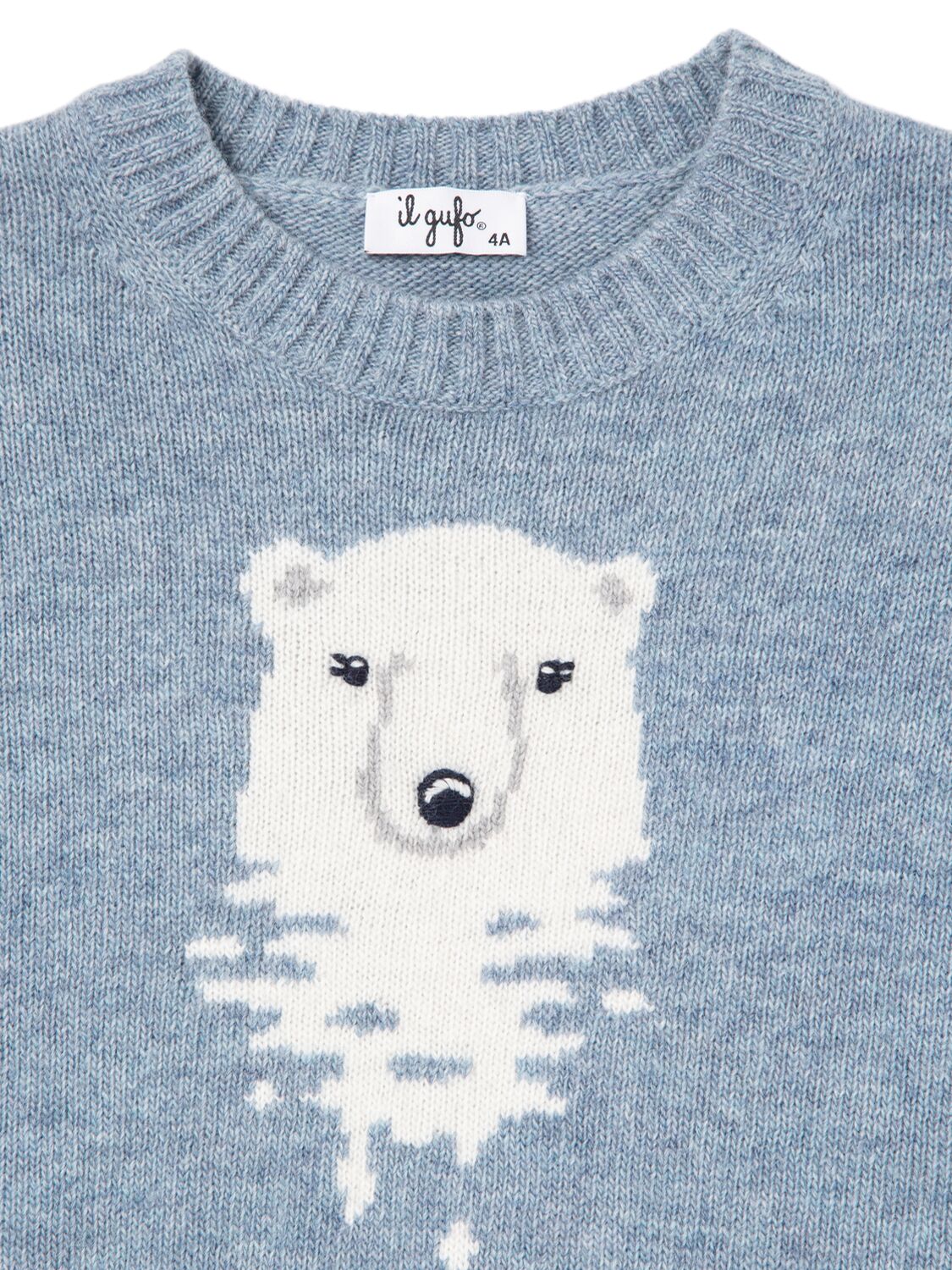 Shop Il Gufo Jacquard Wool Knit Sweater In Light Blue