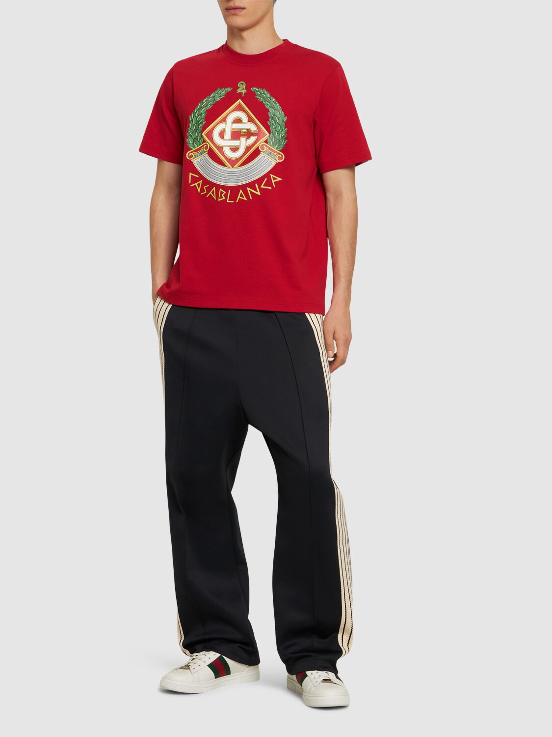 Shop Casablanca Casa Crest Printed T-shirt In Rosso