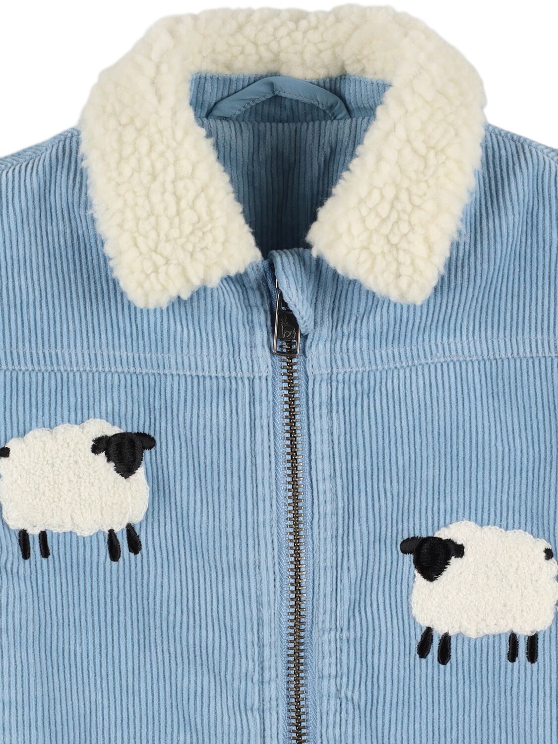 Shop Stella Mccartney Cotton Corduroy Jacket W/patches In Light Blue