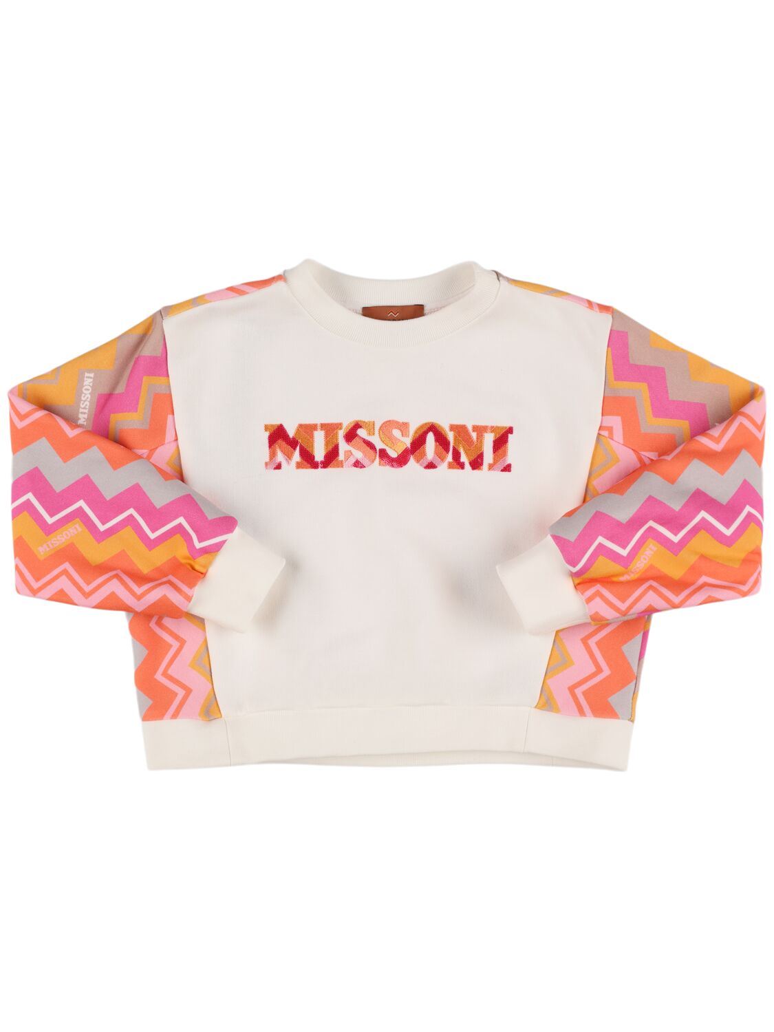 Missoni Kids' Printed Cotton Jersey Sweatshirt In White/multi