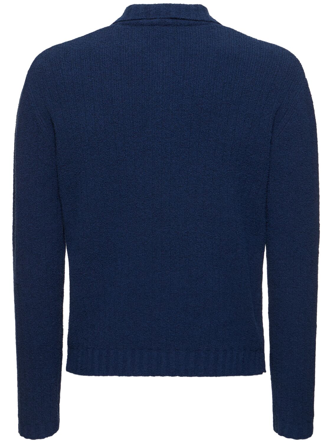 Shop Casablanca Bouclé Cotton Blend Knit Polo In Navy