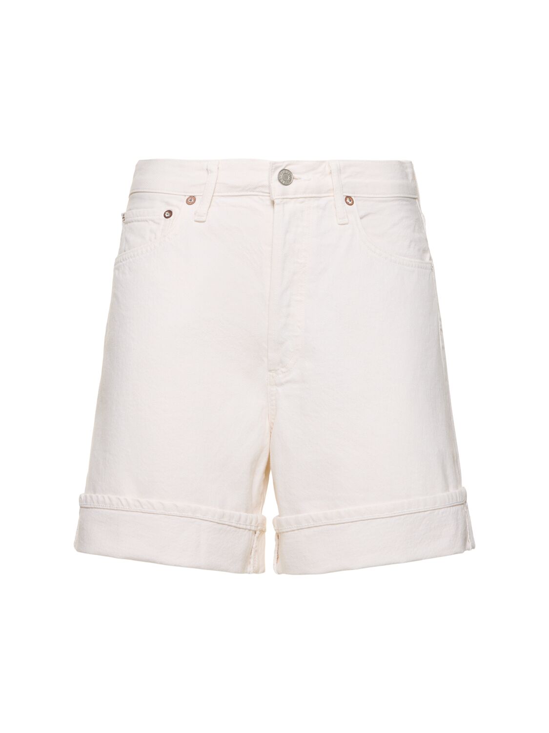 Agolde Dame Organic Cotton Wide Shorts In White