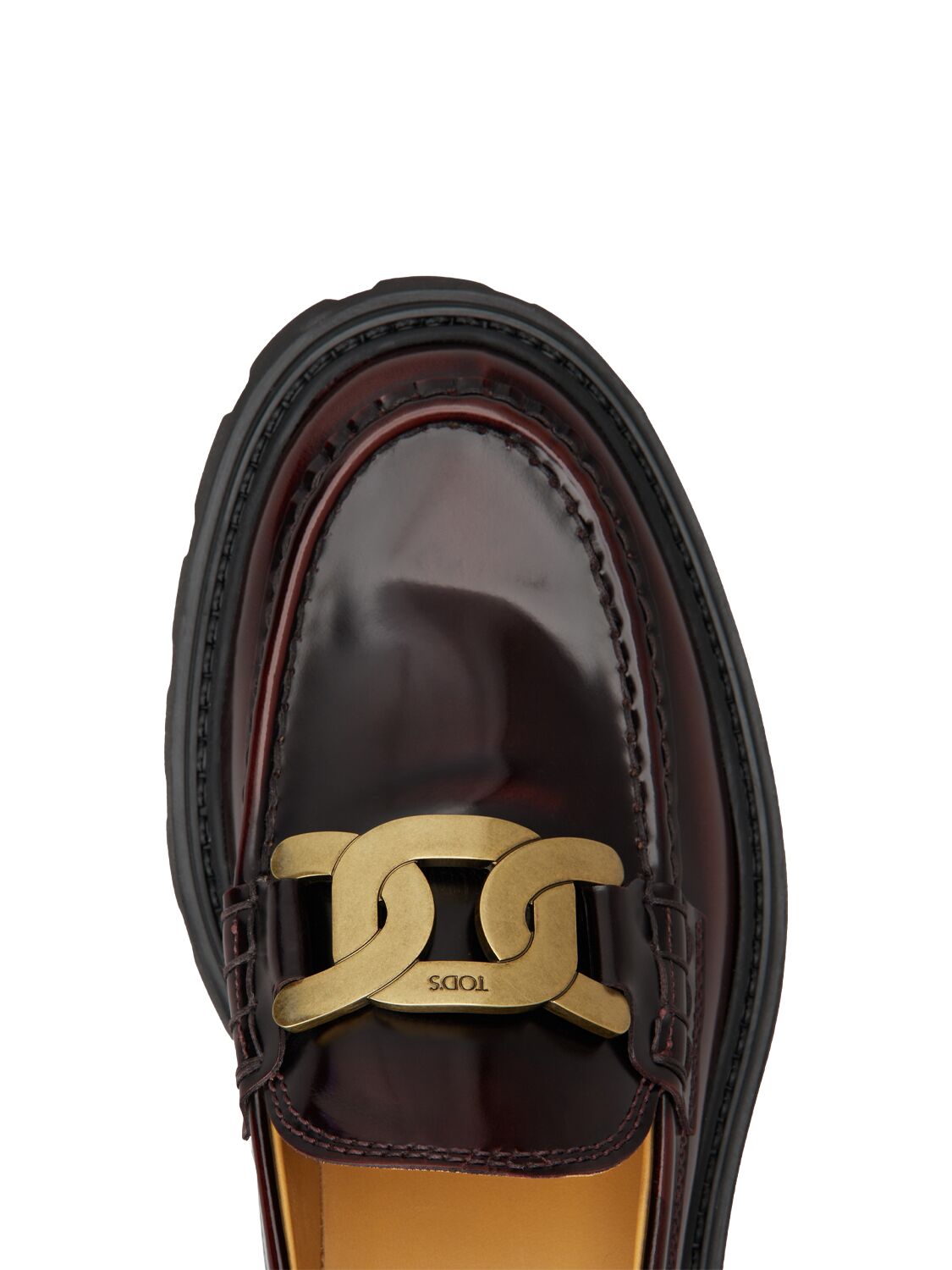 Shop Tod's 30mm Leather Chain Loafers In Burgundy