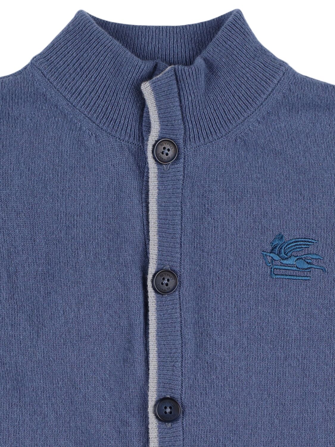 Shop Etro Wool & Cashmere Knit Cardigan In Blue