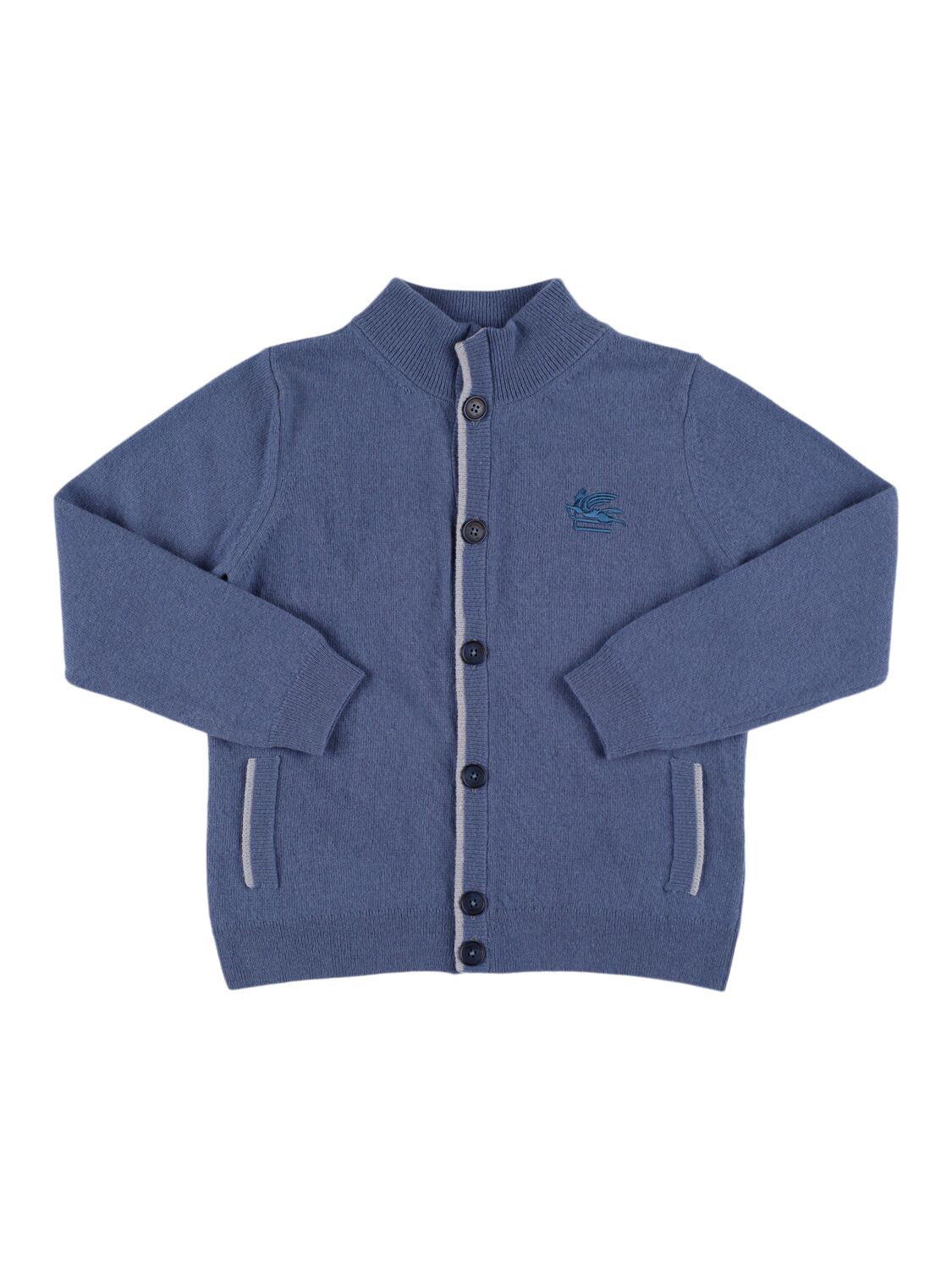 Etro Wool & Cashmere Knit Cardigan In Blue