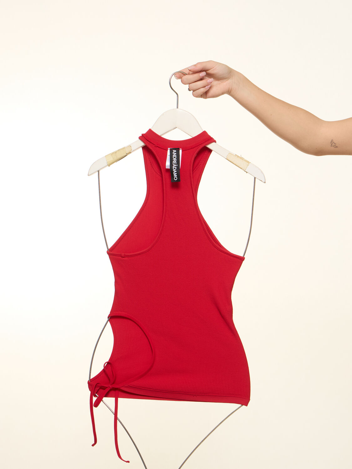 Shop Andreädamo Ribbed Jersey Tank Top In Red