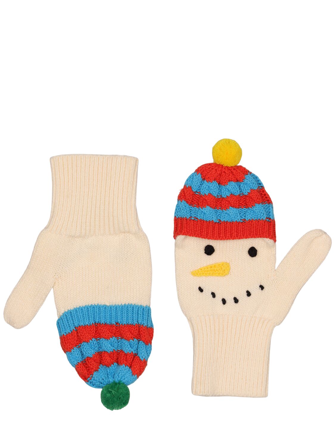 Stella Mccartney Kids' Cotton Blend Mittens In Neutral