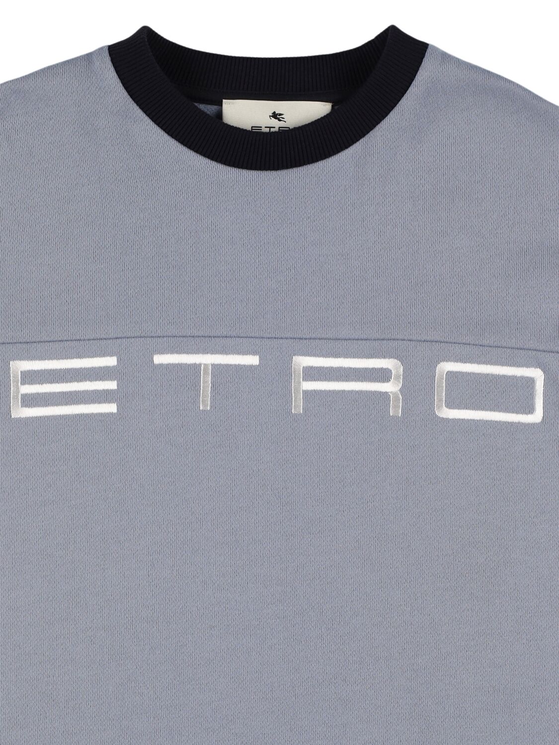 Shop Etro Logo Cotton Crewneck Sweatshirt In Light Blue