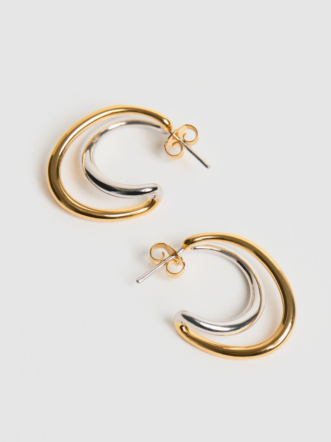 Shop Charlotte Chesnais Mini Initial Vermeil & Silver Earrings In Gold,silver