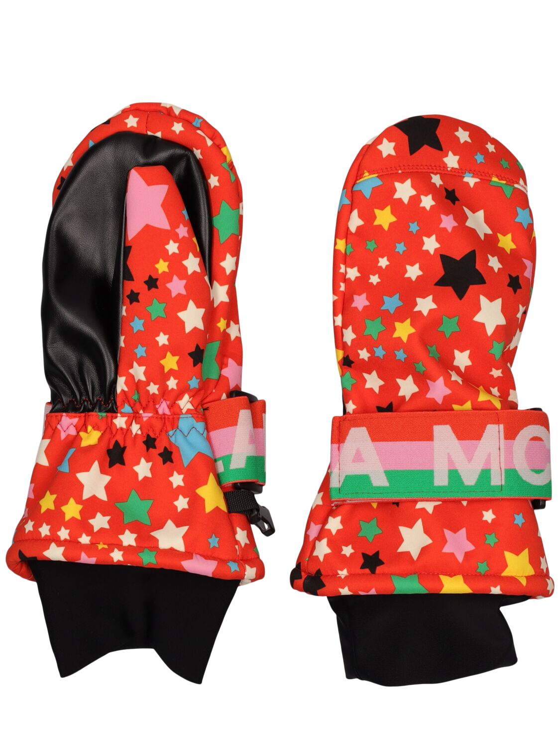 Stella Mccartney Recycled Poly Mittens In Red/multi