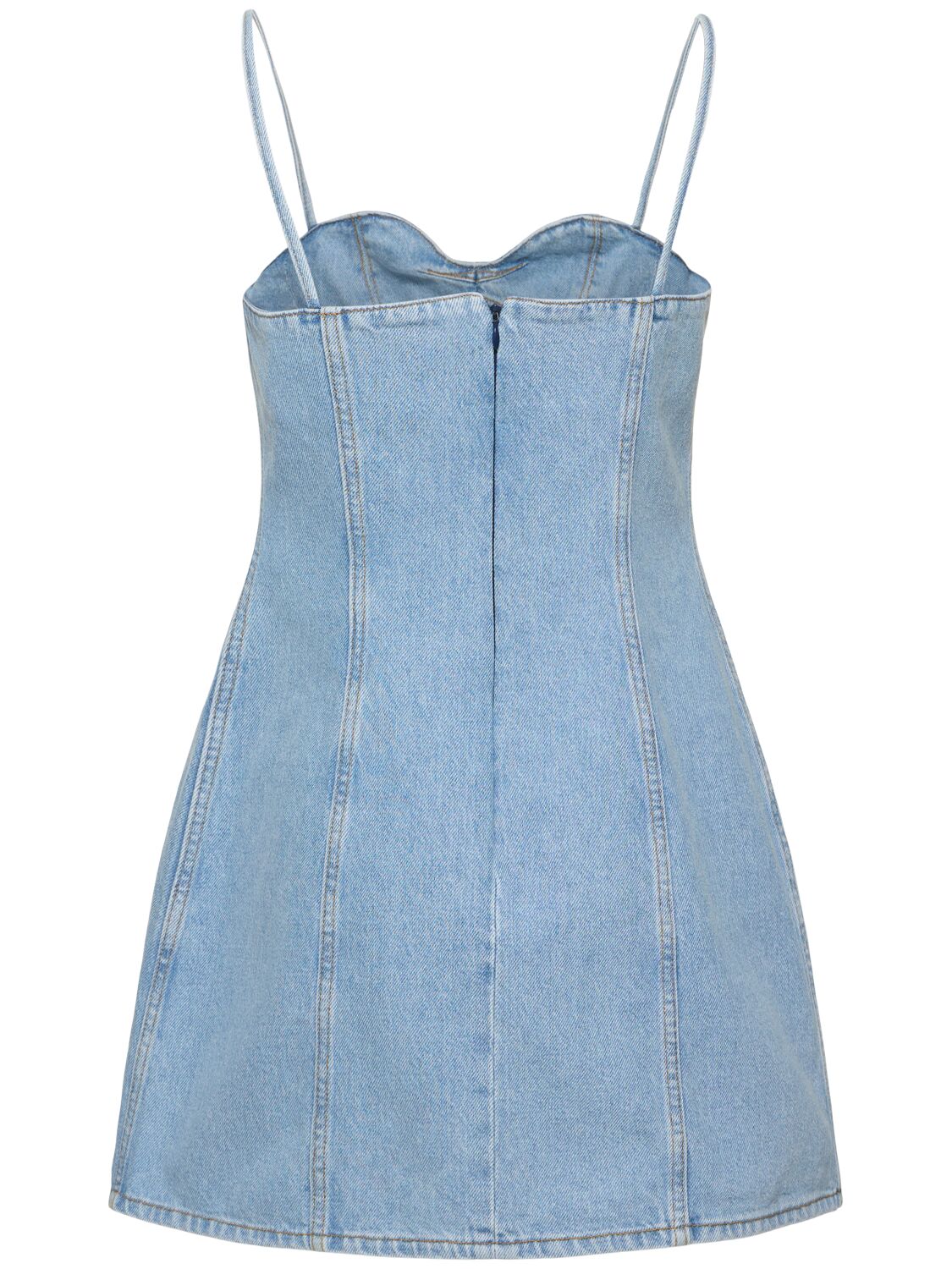 Shop Magda Butrym Cotton Denim Mini Dress In Blue