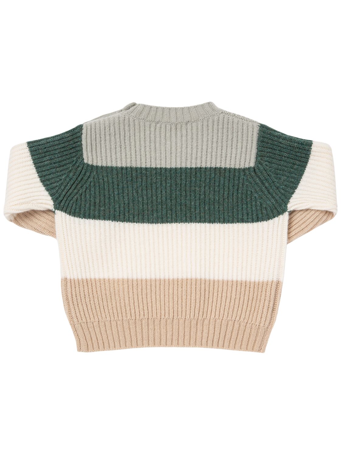 Shop Il Gufo Striped Wool Knit Sweater In Green/grey