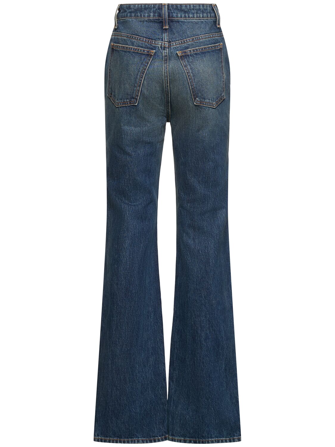 Shop Khaite Danielle High Rise Straight Jeans In 蓝色