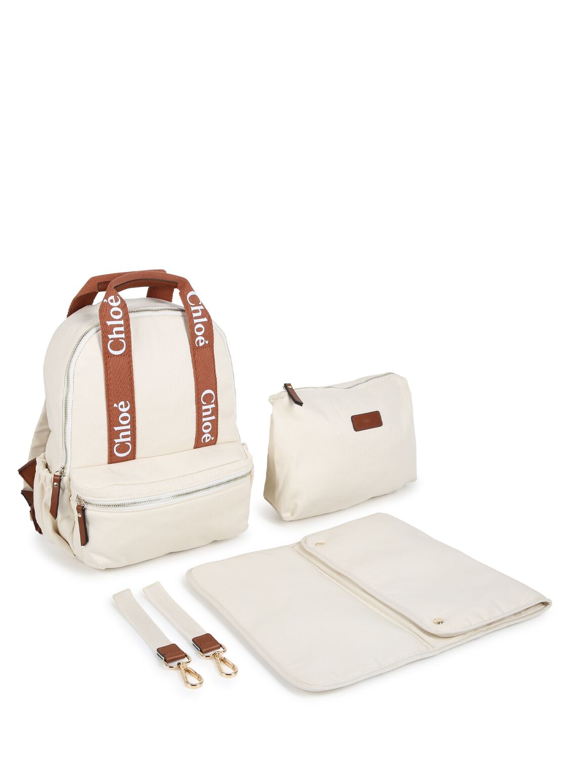 Chloé Cotton Canvas Changing Bag, Pouch & Mat In White