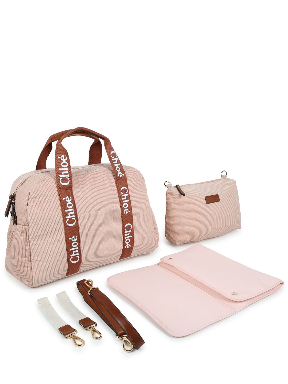 Chloé Cotton Corduroy Changing Bag In Pink