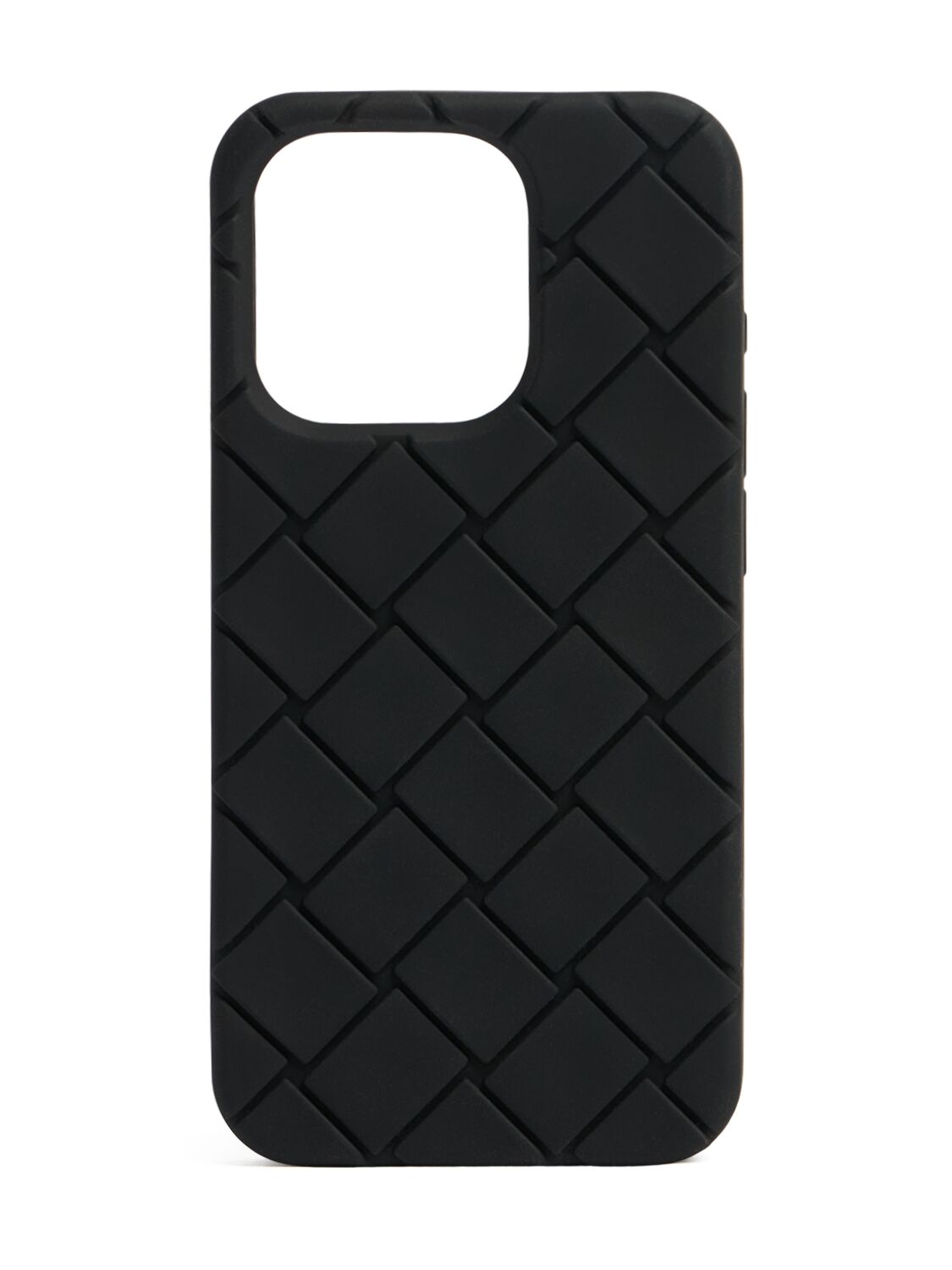 Bottega Veneta Intreccio Rubber Iphone 15 Pro Case In Black